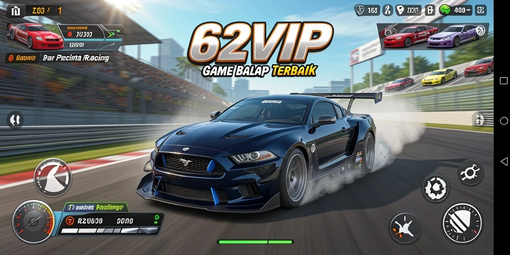 Tampilan gameplay 62VIP yang menggairahkan dan penuh aksi balap.