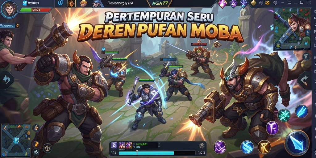 Tangkapan layar seru gameplay DEWANAGA77 dalam pertempuran MOBA.