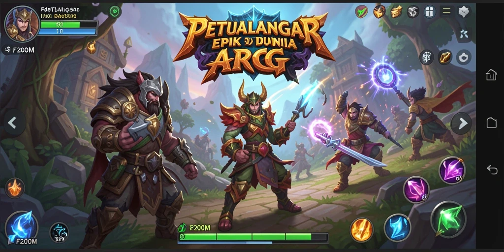 Tampilan gameplay epik dalam dunia ARPG F200M.