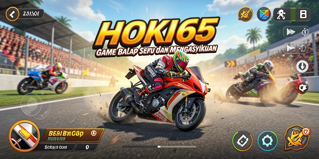 Screenshot gameplay HOKI65 menampilkan aksi balap yang mendebarkan.