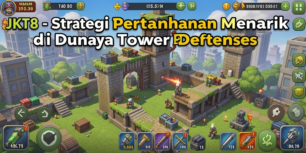 Screenshot yang menampilkan aksi intens di game Tower Defense.