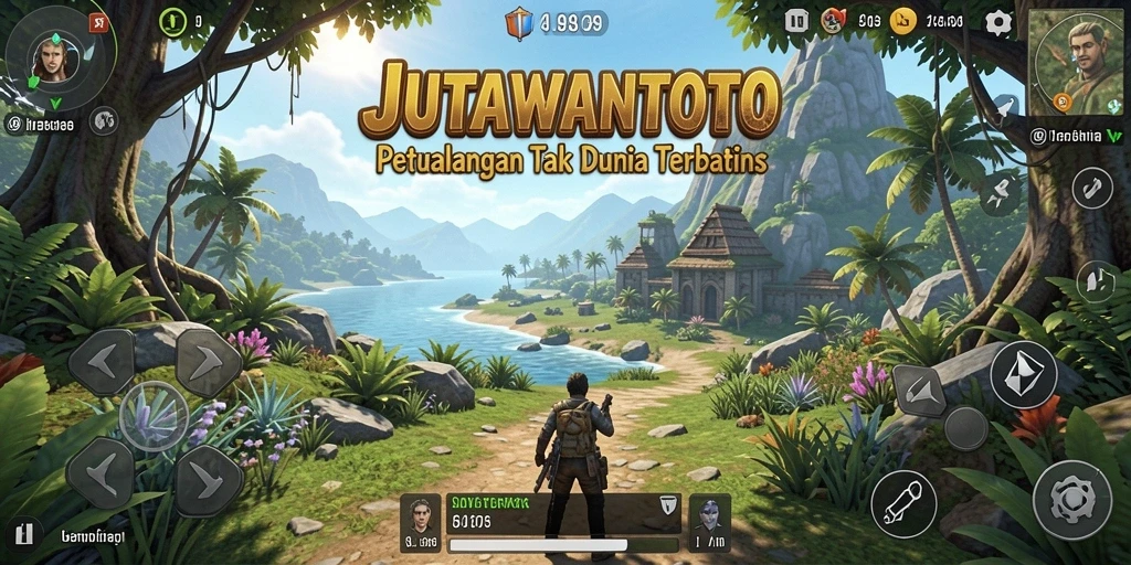 Screenshot gameplay JUTAWANTOTO menampilkan dunia terbuka yang luas dan detail.
