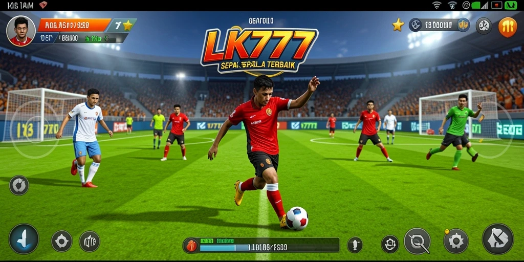 Tampilan gameplay menarik LK777 dengan aksi sepak bola yang seru.