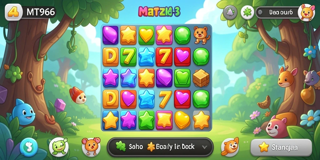 Screenshot utama MT966 menunjukkan gameplay seru dengan kombinasi warna-warni.