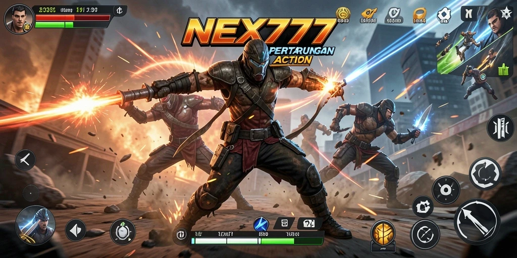 Screenshot NEX777 menampilkan aksi pertarungan yang menegangkan.