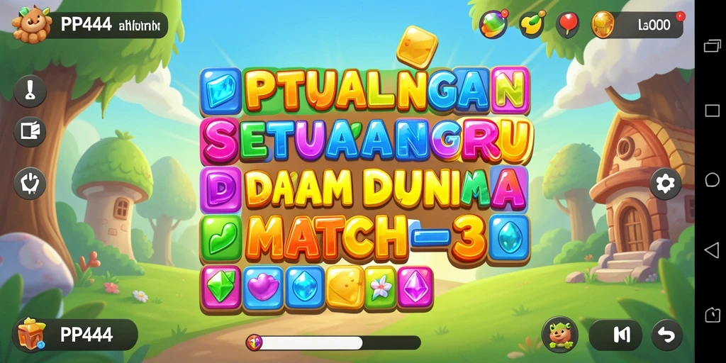 Screenshot gameplay PP444 menunjukkan kombinasi warna-warni yang menarik dalam permainan Match-3.