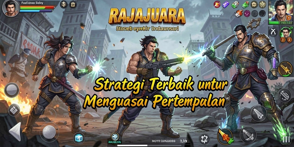 Screenshot RAJAJUARA menunjukkan aksi pertempuran strategis yang mendebarkan.