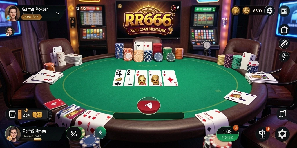 Tampilan gameplay Poker yang kompetitif dan seru di RR666.