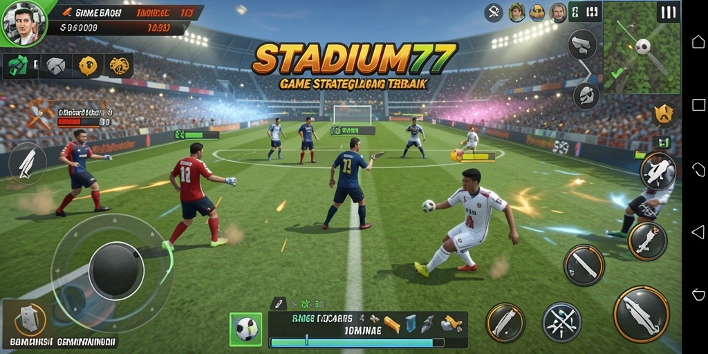 Tampilan gameplay SLG yang mendebarkan dan penuh strategi di STADIUM77.
