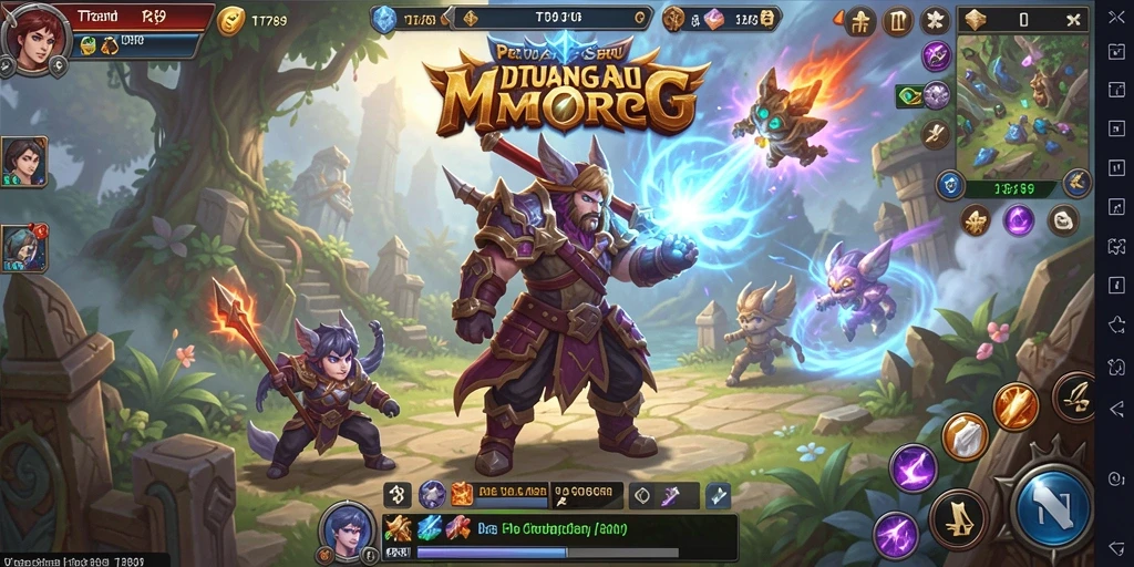 Screenshot TT789 menunjukkan aksi seru dalam pertempuran MMORPG yang dramatis.
